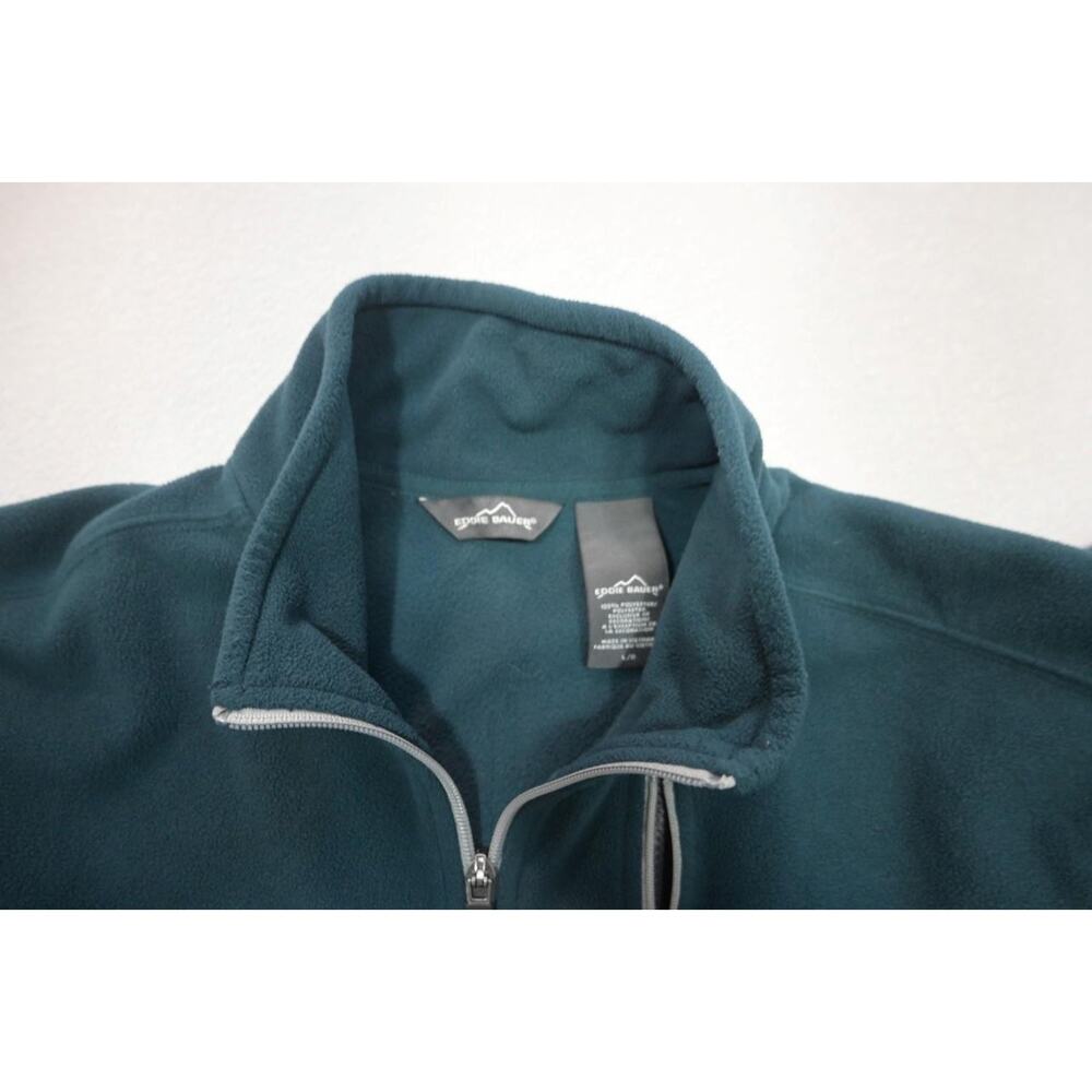 Eddie Bauer Camp Sweater 1/4 Zip Fleece Pullover Dark Teal Mens Size Large - Picture 7 of 9